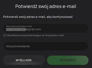 Potwierdź profil.